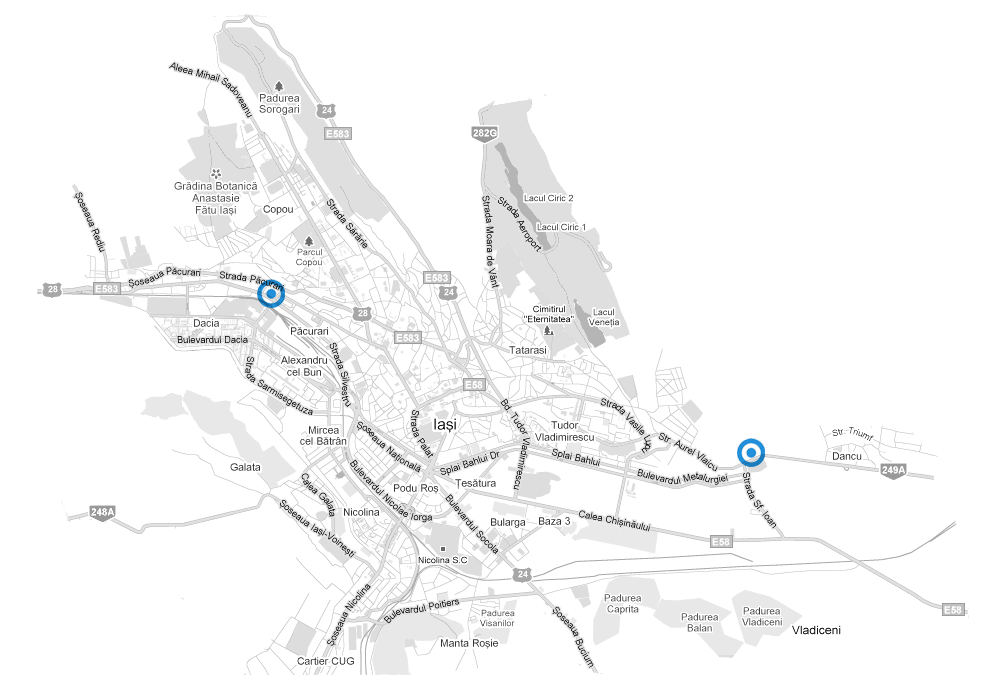 Harta cu locatii/spatii de chirie/vanzare din Iasi